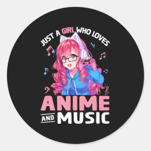 Just a Girl Who Lieben Anime und Music japanische  Runder Aufkleber