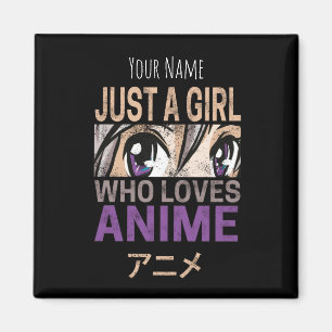 Just a Girl Who Lieben Anime Vintag Manga Kawaii Magnet