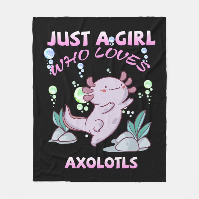 Just A Girl Who Lieben Axolotls Anime Kawaii Gift  Fleecedecke (Vorderseite)