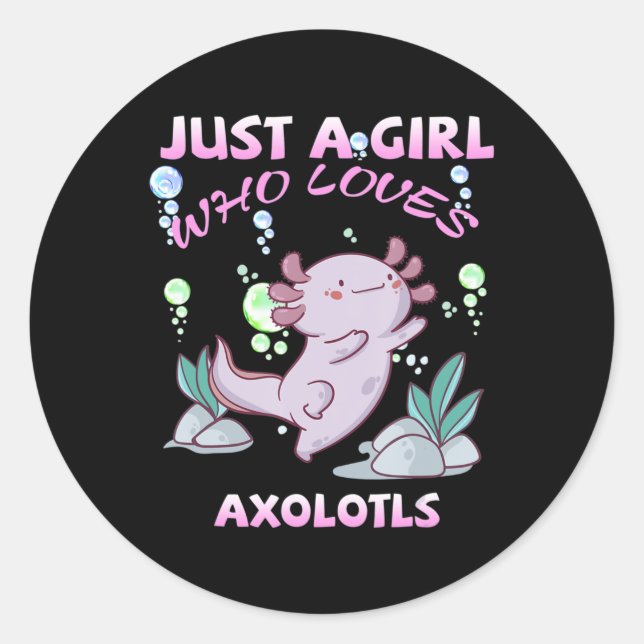 Just A Girl Who Lieben Axolotls Anime Kawaii Gift  Runder Aufkleber (Vorderseite)