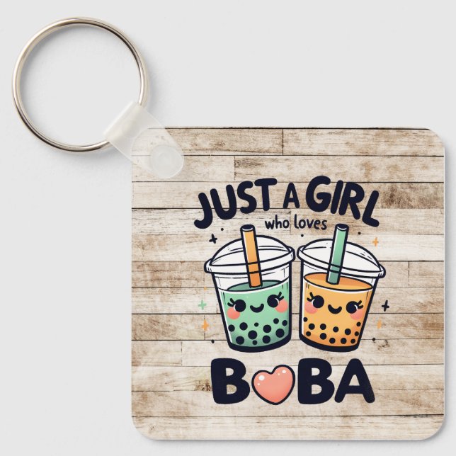 "Just a Girl Who Lieben Boba" Personalisierter Sch Schlüsselanhänger (Vorderseite)