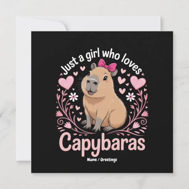 Just a Girl Who Lieben Capybaras Funny Niedliches  Einladung (Vorderseite)