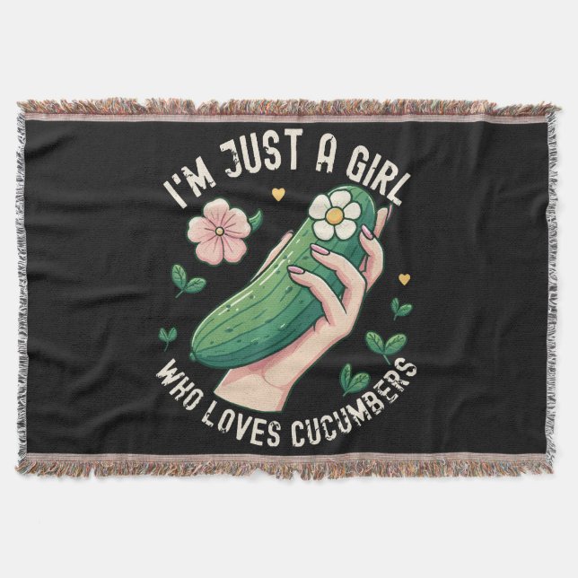 Just a Girl Who Lieben Cucumbers - Funny Vegetaria Decke (Vorderseite)
