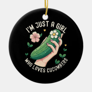 Just a Girl Who Lieben Cucumbers - Funny Vegetaria Keramik Ornament