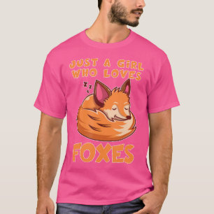 Just a Girl Who Lieben Foxes Kawaii Niedlich Funny T-Shirt