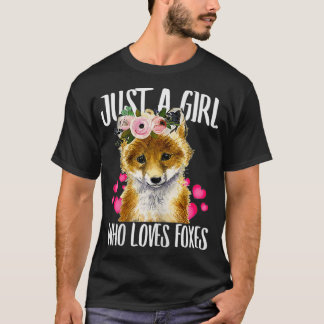 Just a Girl Who Lieben Foxes Lover Vater Mama Boy  T-Shirt