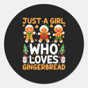 Just A Girl Who Lieben Gingerbread Mann Christmas Runder Aufkleber