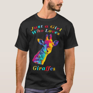 Just a Girl Who Lieben Giraffen in Regenbogenfarbe T-Shirt