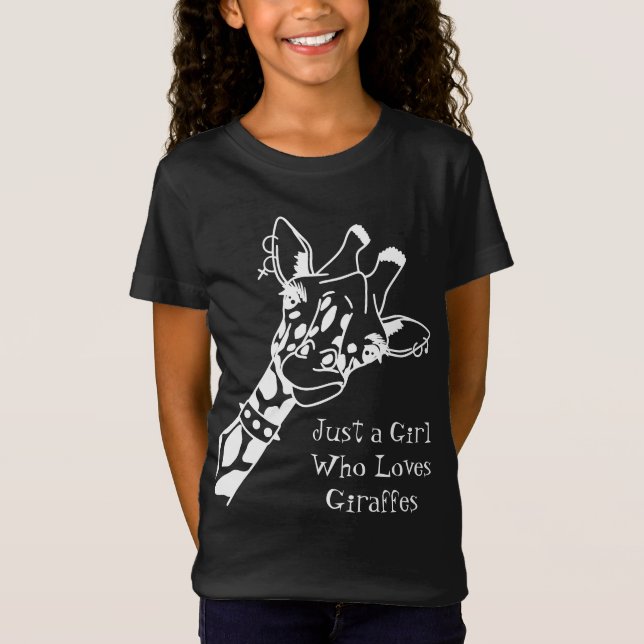 Just a Girl Who Lieben Giraffen Niedlichen Funny T T-Shirt (Vorderseite)