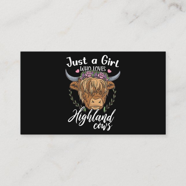 Just a Girl Who Lieben Highland Cows Scottish West Visitenkarte (Vorderseite)