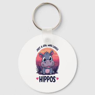 Just a Girl Who Lieben Hippos - Niedlich Baby Hipp Schlüsselanhänger