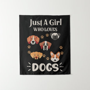 Just-a-Girl-Who-Lieben-Hunde-Lover Wandteppich