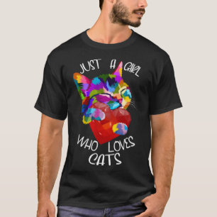 Just a Girl Who Lieben Katzen für Kätzchen farbenf T-Shirt
