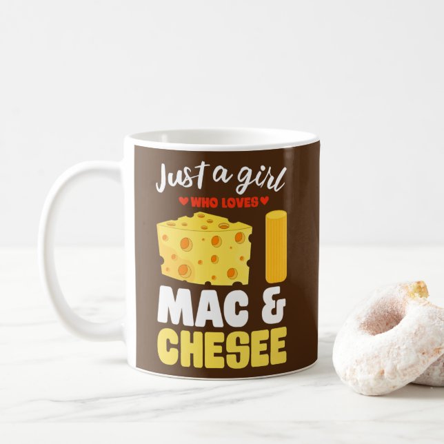 Just A Girl Who Lieben Mac Cheese Funny Macaroni Kaffeetasse (Mit Donut)