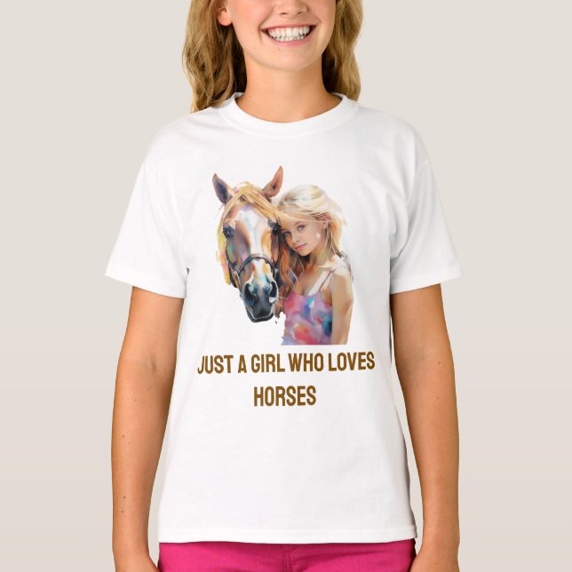 Just a Girl Who Lieben Pferde - Niedliche Pferdefr T-Shirt (Vorderseite)