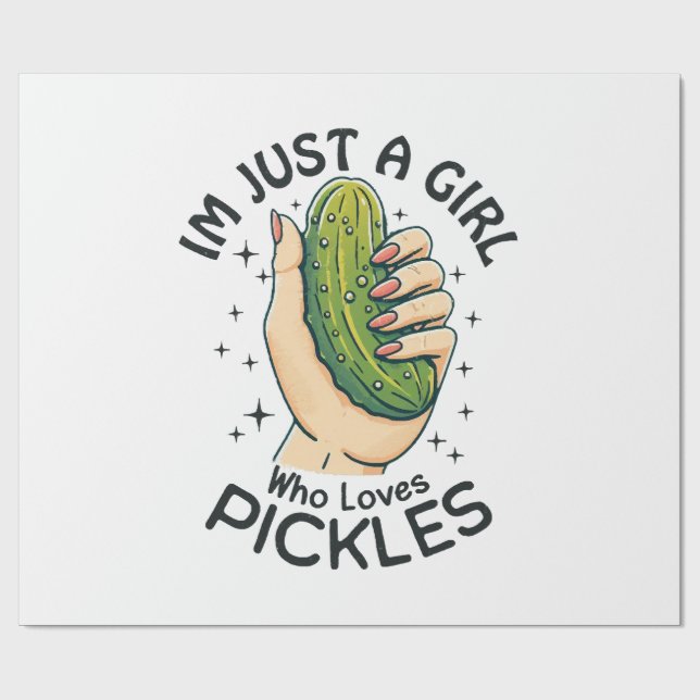 Just a Girl Who Lieben Pickles - Funny Vegan Geschenkpapier (Flach)