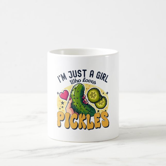 Just a Girl Who Lieben Pickles - Funny Vegan Kaffeetasse (Mittel)