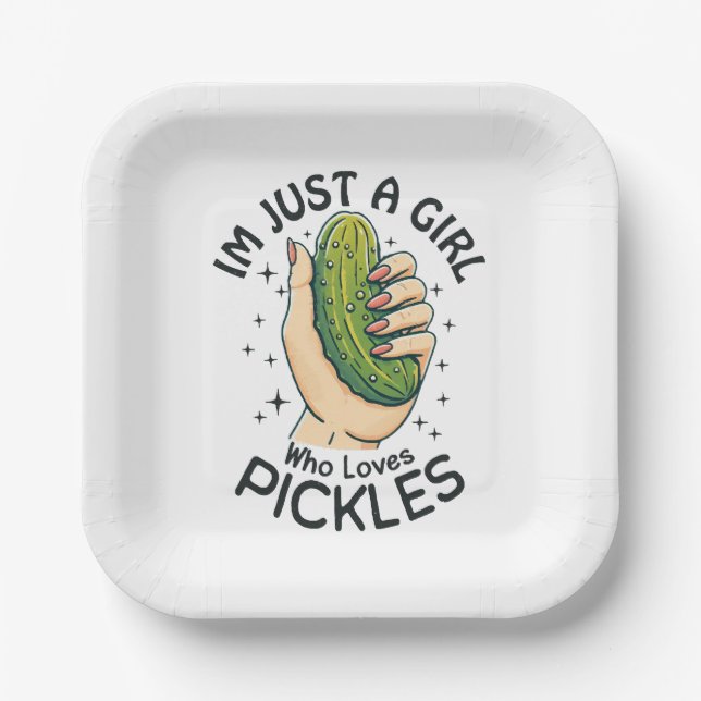 Just a Girl Who Lieben Pickles - Funny Vegan Pappteller (Vorderseite)