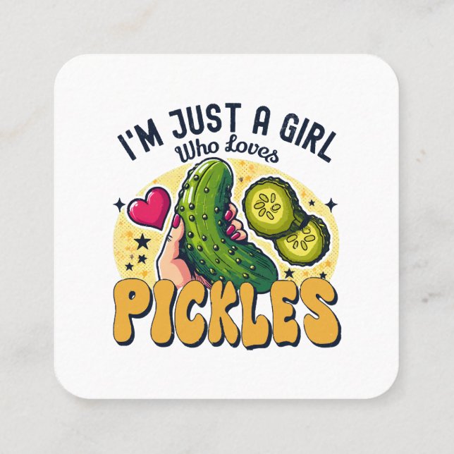 Just a Girl Who Lieben Pickles - Funny Vegan Quadratische Visitenkarte (Rückseite)
