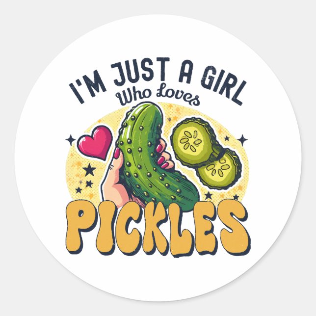 Just a Girl Who Lieben Pickles - Funny Vegan Runder Aufkleber (Vorderseite)