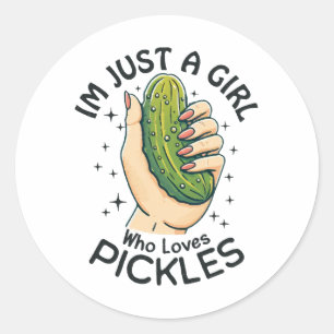 Just a Girl Who Lieben Pickles - Funny Vegan Runder Aufkleber