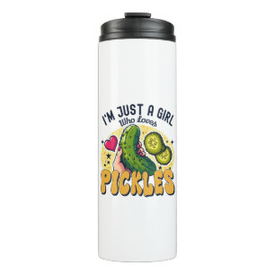 Just a Girl Who Lieben Pickles - Funny Vegan Thermosbecher