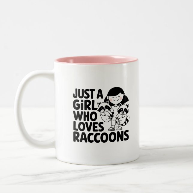 Just a Girl Who Lieben Raccoons niedliches und lus Zweifarbige Tasse (Links)