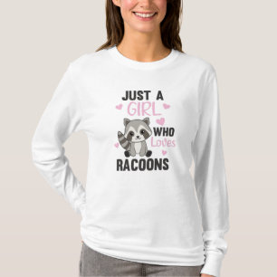 Just A Girl Who Lieben Racoons Kawaii Raccoon T-Shirt