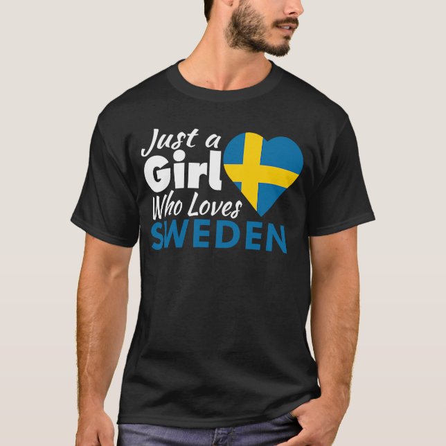 Just A Girl Who Lieben Schweden Souvenirs Schwedis T-Shirt (Vorderseite)