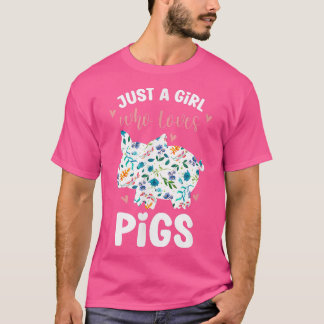 Just a Girl Who Lieben Schweine Blume Design für S T-Shirt