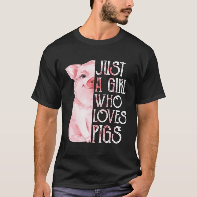 Just A Girl Who Lieben Schweine Funny Pig Bauer Ge T-Shirt (Vorderseite)