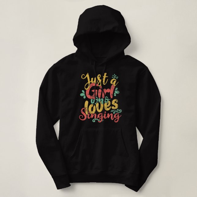 Just a Girl Who Lieben singen Geschenk T-Shirt  Hoodie (Design vorne)