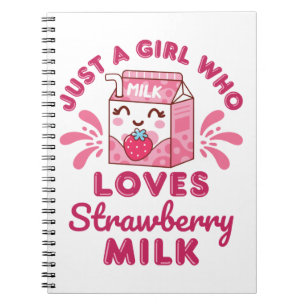 Just a Girl Who Lieben Strawberry Milk Kawaii Notizblock
