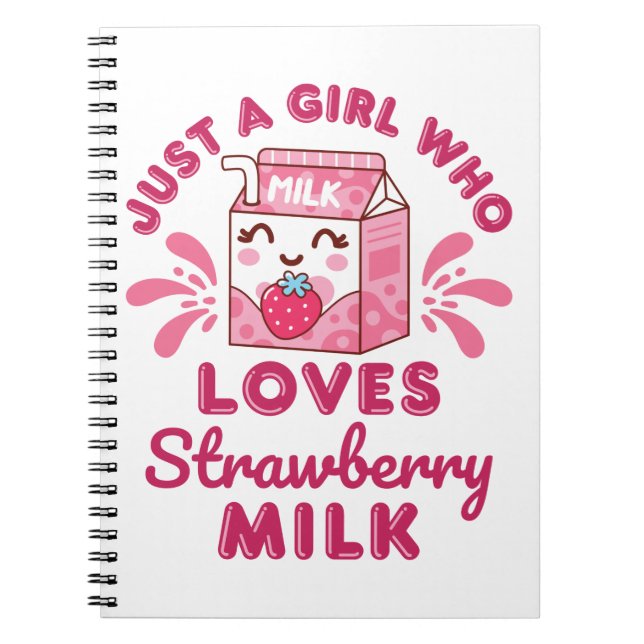 Just a Girl Who Lieben Strawberry Milk Kawaii Notizblock (Vorderseite)