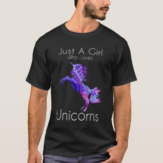 Just a Girl Who Lieben Unicorn Niedliche Einhornge T-Shirt