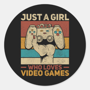 Just A Girl Who Lieben Videospiele Gaming Apparel Runder Aufkleber