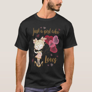 Just a Girl Who Lieben Vintage Girl Heart Baloons T-Shirt