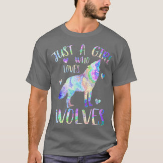 Just a Girl Who Lieben Wolves Niedlich Wolf Lover  T-Shirt