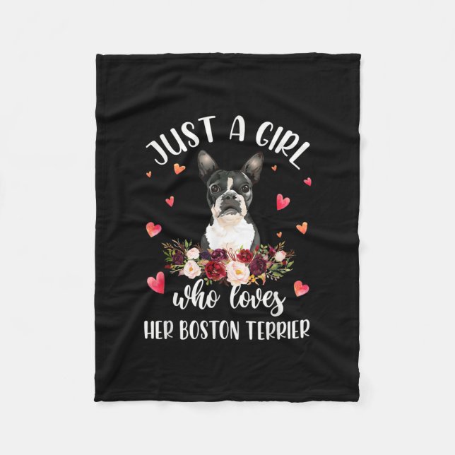 Just A Girl Who Love Her Boston Terrier Dog Lover Fleecedecke (Vorderseite)