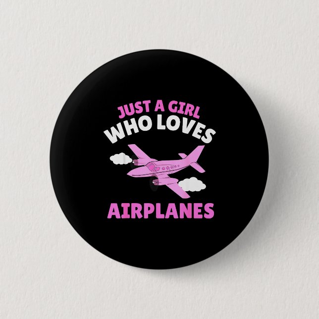 Just A Girl Who Loves Airplanes Kids Toddler Baby  Button (Vorderseite)