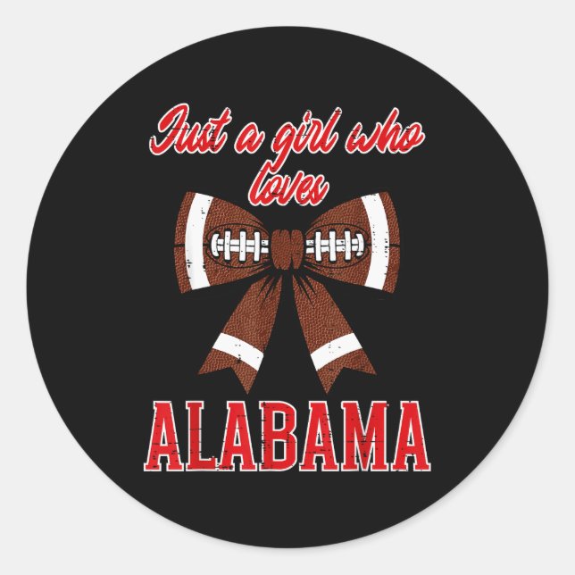 Just A Girl Who Loves Alabama Kids Women Girls You Runder Aufkleber (Vorderseite)