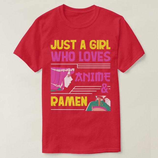 Just a Girl Who Loves Anime and Ramen Bowl Teen Gi T-Shirt (Design vorne)