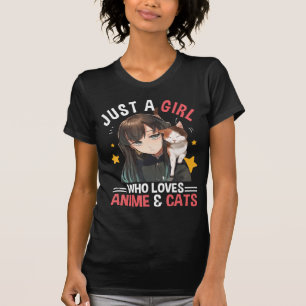 Just A Girl Who Loves Anime & Cats Cute Gifts Girl T-Shirt