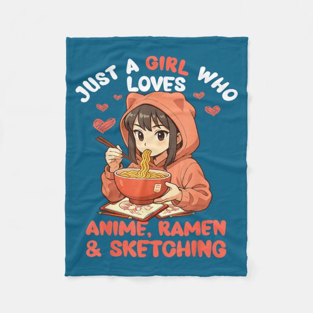 Just A Girl Who Loves Anime Ramen And Sketching Ja Fleecedecke (Vorderseite)