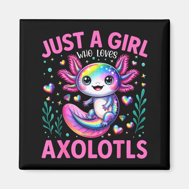 Just A Girl Who Loves Axolotls Kawaii Kids Girls  Magnet (Vorne)