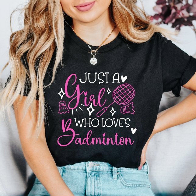 Just a Girl Who Loves Badminton Pink Girly Sports Tri-Blend Shirt (Von Creator hochgeladen)