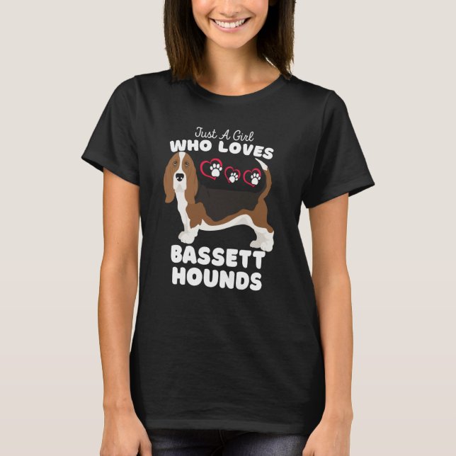 Just A Girl Who Loves Bassett Hounds Cute Hound Ki T-Shirt (Vorderseite)