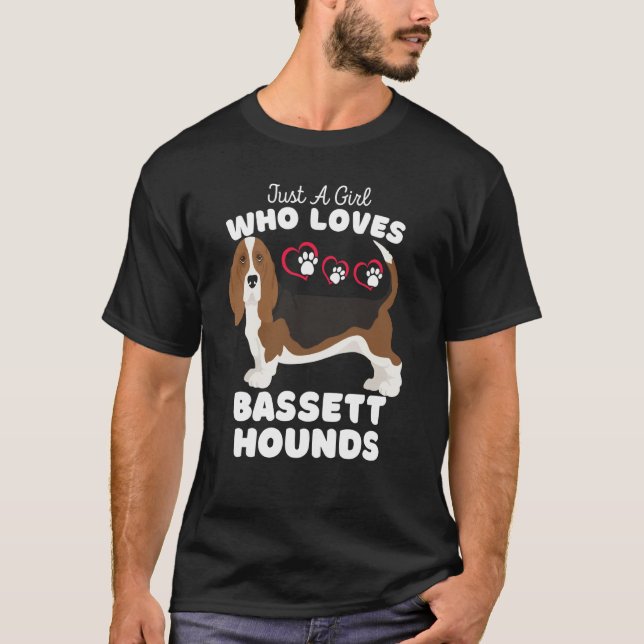 Just A Girl Who Loves Bassett Hounds Cute Hound Ki T-Shirt (Vorderseite)