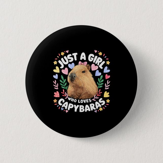 Just A Girl Who Loves Capybaras Cute Capybara Love Button (Vorderseite)