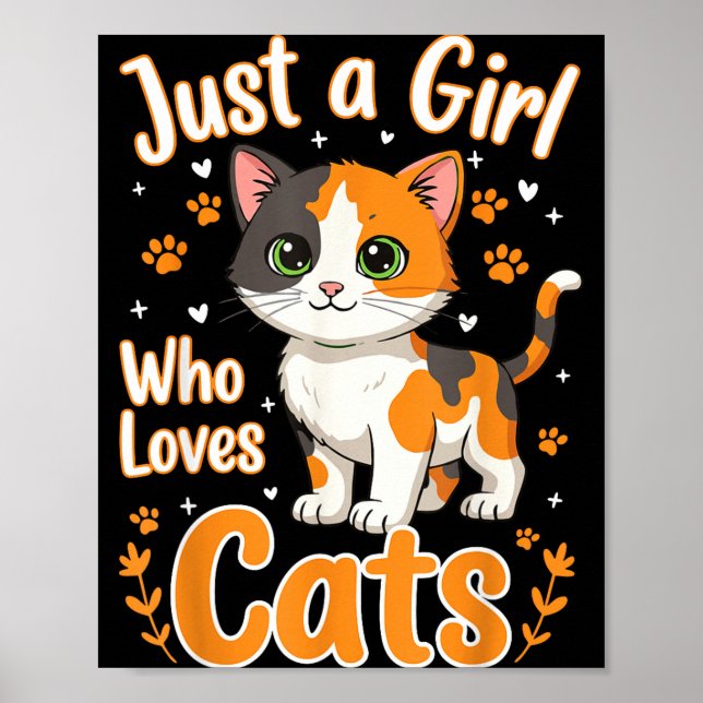 Just A Girl Who Loves Cats Valentines Day Cat Wome Poster (Vorne)